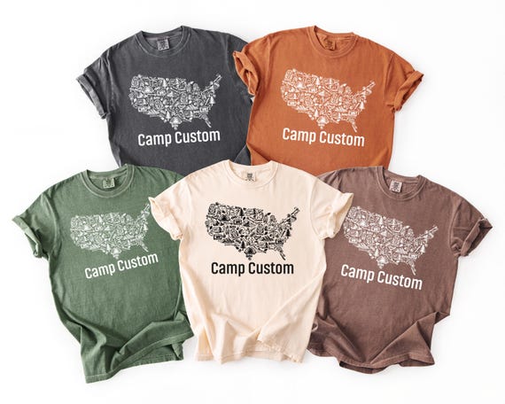 Comfort Colors® Custom Camping Shirts, Personalized Camp Shirts, Summer Camp Outfit, Nature Youth Tee, Matching Family Shirts, Camping Text