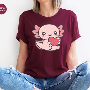Cute Axolotl Shirts, Axolotl Graphic Tees, Kawaii Axolotl TShirt, Valentines Day Gift, Girlfriend Gift, Axolotl Crewneck Sweatshirt image 4