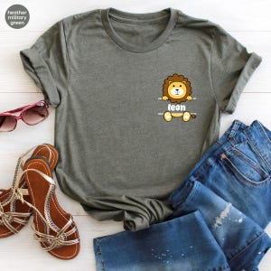 Custom Lion Shirt, Pocket Lion Tee, Personalized Lion T-Shirt, Cute Lion Shirt, Animal Shirt, Funny Shirt, Lion Sweatshirt, Gift for Him