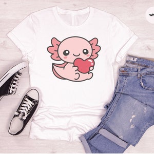 Cute Axolotl Shirts, Axolotl Graphic Tees, Kawaii Axolotl TShirt, Valentines Day Gift, Girlfriend Gift, Axolotl Crewneck Sweatshirt image 3