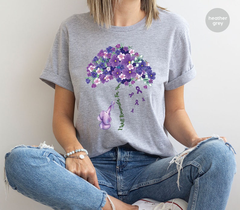 Alzheimers Flower Shirt, Family Support TShirt, Alzheimer Gifts for Her, Awareness Month Shirt, I Will Remember For You, Ribbon Graphic Tees image 4