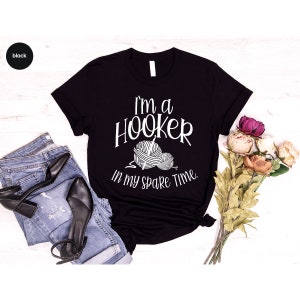 Funny Crochet Shirt, Knitting Gift for Mom, Crocheter Outfit, Embroidered Look Tee image 2