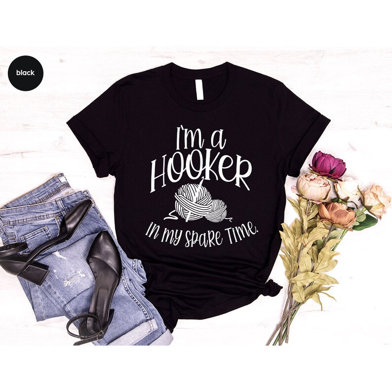 Funny Crochet Shirt, Knitting Gift for Mom, Crocheter Outfit, Embroidered Look Tee image 2