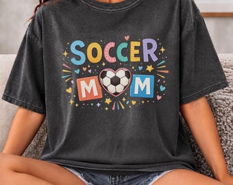 Comfort Colors® Soccer Mom Heart Shirt, Cute Game Day Tank Top, Youth Shirt, Soccer Parent Gift, Team Spirit, Sports Mom Mother's Day