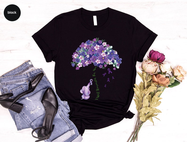 Alzheimers Flower Shirt, Family Support TShirt, Alzheimer Gifts for Her, Awareness Month Shirt, I Will Remember For You, Ribbon Graphic Tees image 6