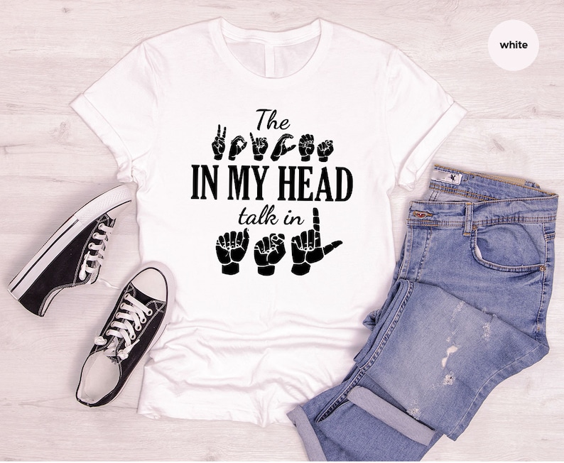 ASL Teacher Gift, Sign Language Tshirt, ASL Awareness T-Shirt, Deaf Community Shirt, American Sign Language Vneck Shirts, Motivational Gifts image 3