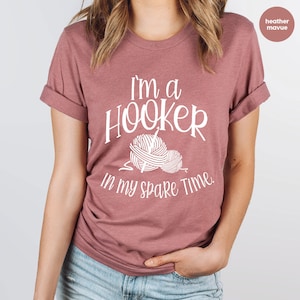 Funny Crochet Shirt, Knitting Gift for Mom, Crocheter Outfit, Embroidered Look Tee image 6