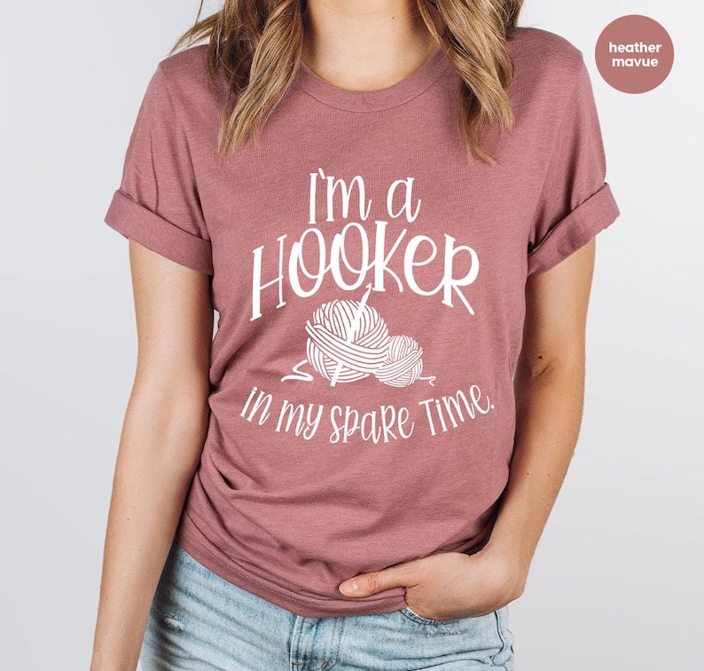 Funny Crochet Shirt, Knitting Gift for Mom, Crocheter Outfit, Embroidered Look Tee image 6