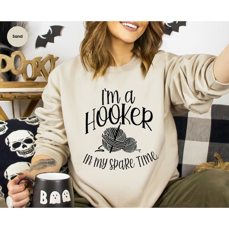 Funny Crochet Shirt, Knitting Gift for Mom, Crocheter Outfit, Embroidered Look Tee image 4