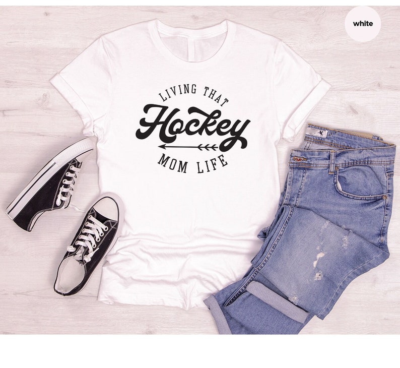 Hockey Mom Shirt, Hockey Gifts for Mom, Hockey Mom Sweatshirt, Living That Hockey Mom Life Tshirt, Hockey Mama Clothing image 2