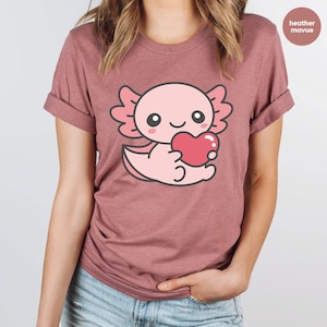 Cute Axolotl Shirts, Axolotl Graphic Tees, Kawaii Axolotl TShirt, Valentines Day Gift, Girlfriend Gift, Axolotl Crewneck Sweatshirt image 5