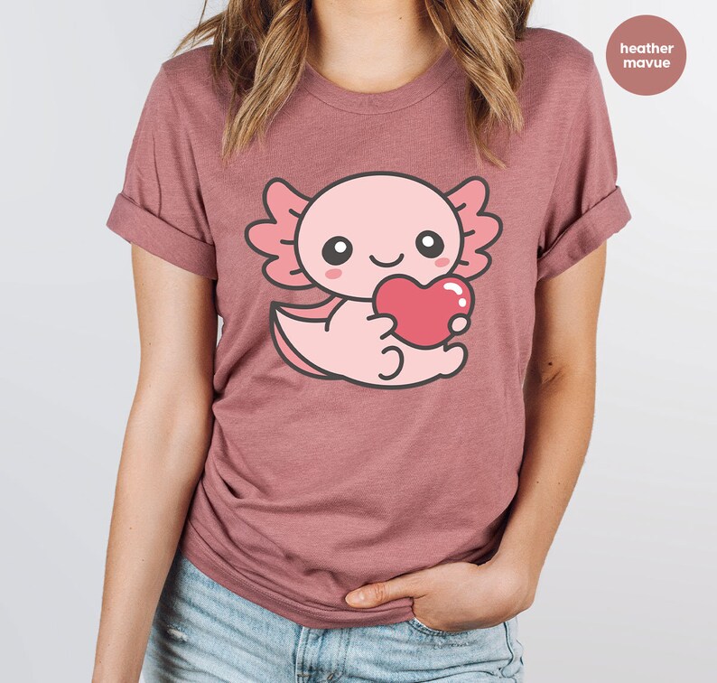 Cute Axolotl Shirts, Axolotl Graphic Tees, Kawaii Axolotl TShirt, Valentines Day Gift, Girlfriend Gift, Axolotl Crewneck Sweatshirt image 5