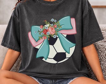 Comfort Colors® Floral Soccer Ball Shirt, Aesthetic Player Tank Top, Soccer Mom Gift, Game Day Team Spirit, Women's Sports Fan Apparel