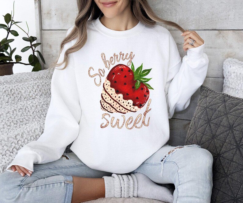 Strawberry Sweet Sweatshirt, Cute Fruit Hoodie, Matching Strawberry ...