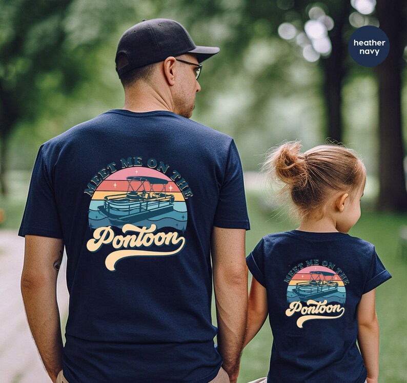 Vintage Pontoon Shirt, Pontoon Captain Gift, Boating Clothing, Lake Trip Clothes, Pontoon Graphic Tees, Cute Vneck TShirt, Retro Boat Outfit image 7