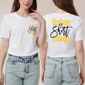 Custom Logo Design Shirt, Wholesale Business Logo Tee, 2 Sided Bulk Personalized Shirt, Customized Company Logo Gift, Brand Logo Vneck Shirt image 5