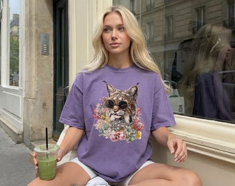Comfort Colors® Boho Lynx Shirt, Cat Lover Shirt, Animal Enthusiast Tank Top, Nature Lover Gift, Cat Mom Gift, Unisex Wildlife Shirt