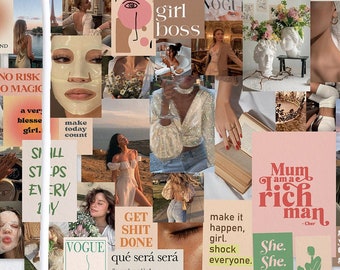 Empower Your Dreams: Aesthetic Wall Collage Kit for Inspired Girls, Self love, Goals,Motivation, Vision Board Ideas, 100Pcs DIGITAL DOWNLOAD