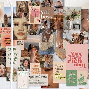 Empower Your Dreams: Aesthetic Wall Collage Kit for Inspired Girls, Self love, Goals,Motivation, Vision Board Ideas, 100Pcs DIGITAL DOWNLOAD