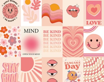100 Pcs Pinktastic Funky Retro Wall Collage Kit, Aesthetic Pink Prints, high resolution prints, retro pink wall art ( Digital Download)