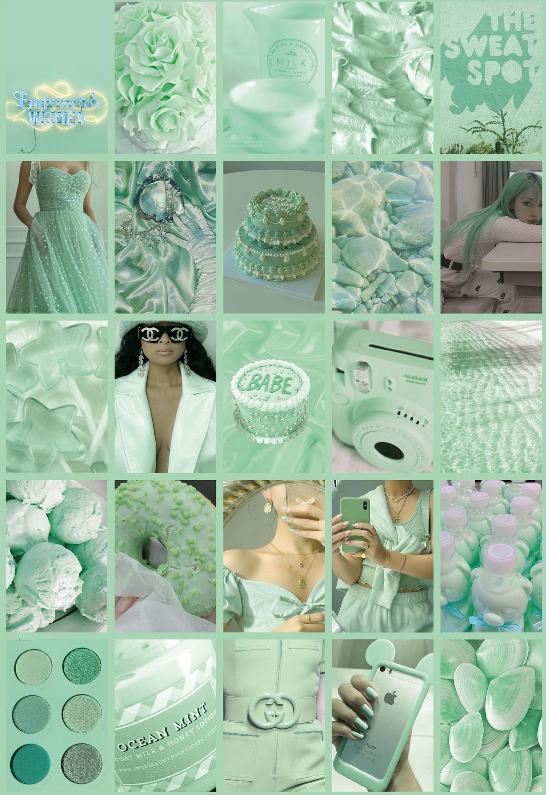 100pcs Mint Green Wall Collage Kit Green Aesthetic Wall - Etsy