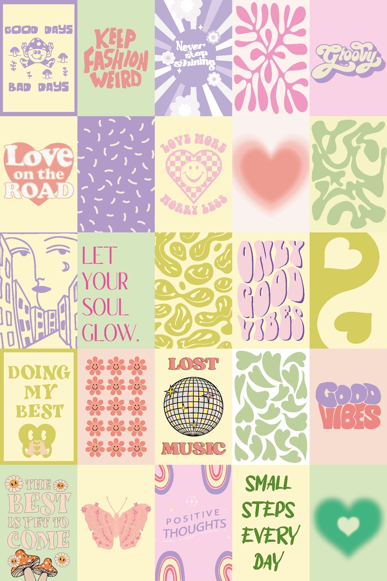 Funky Danish Pastel Aesthetic Bedroom Decor Prints Danish - Etsy