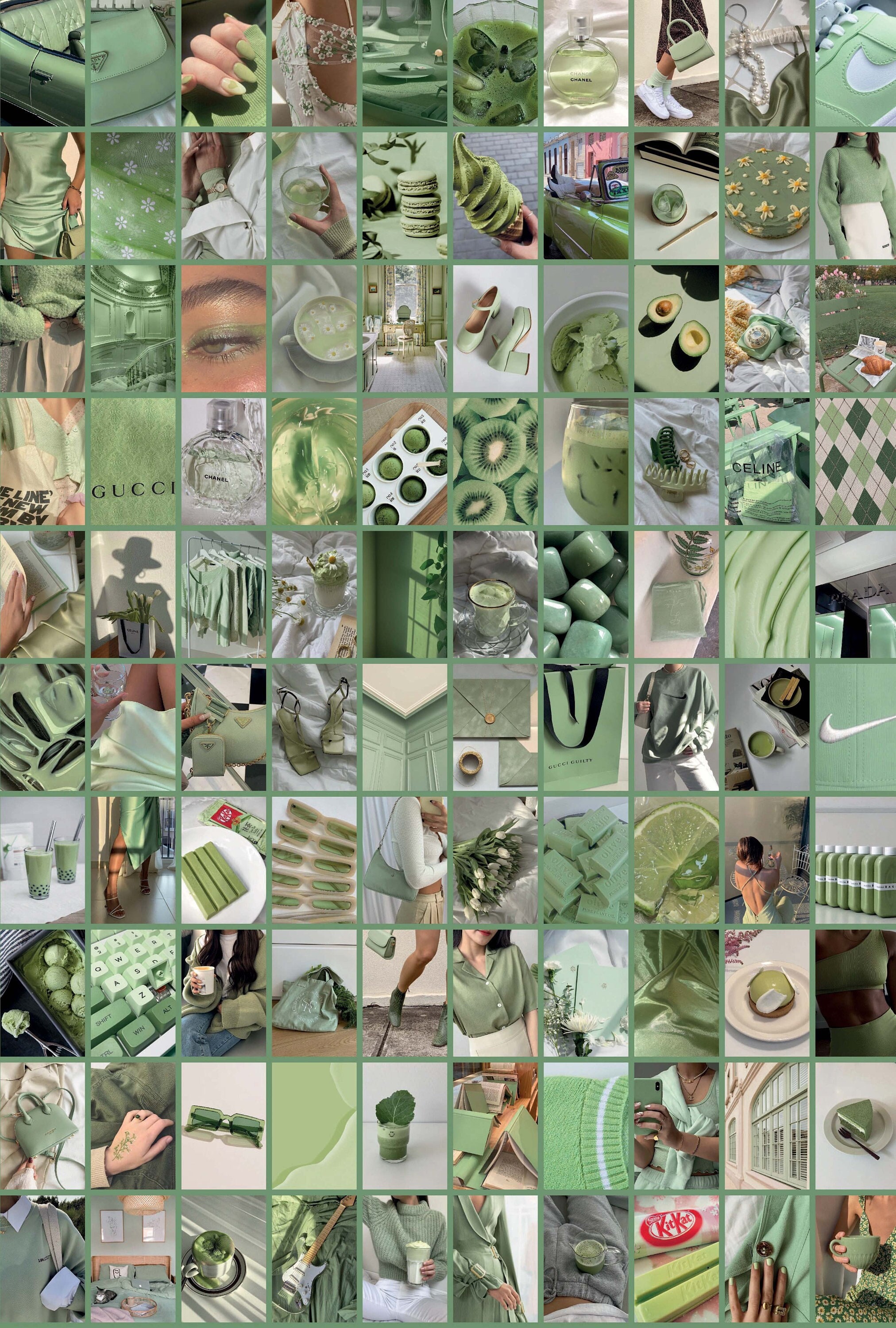 100pcs Sage Green Wall Collage Kit Boho Aesthetic Soft - Etsy