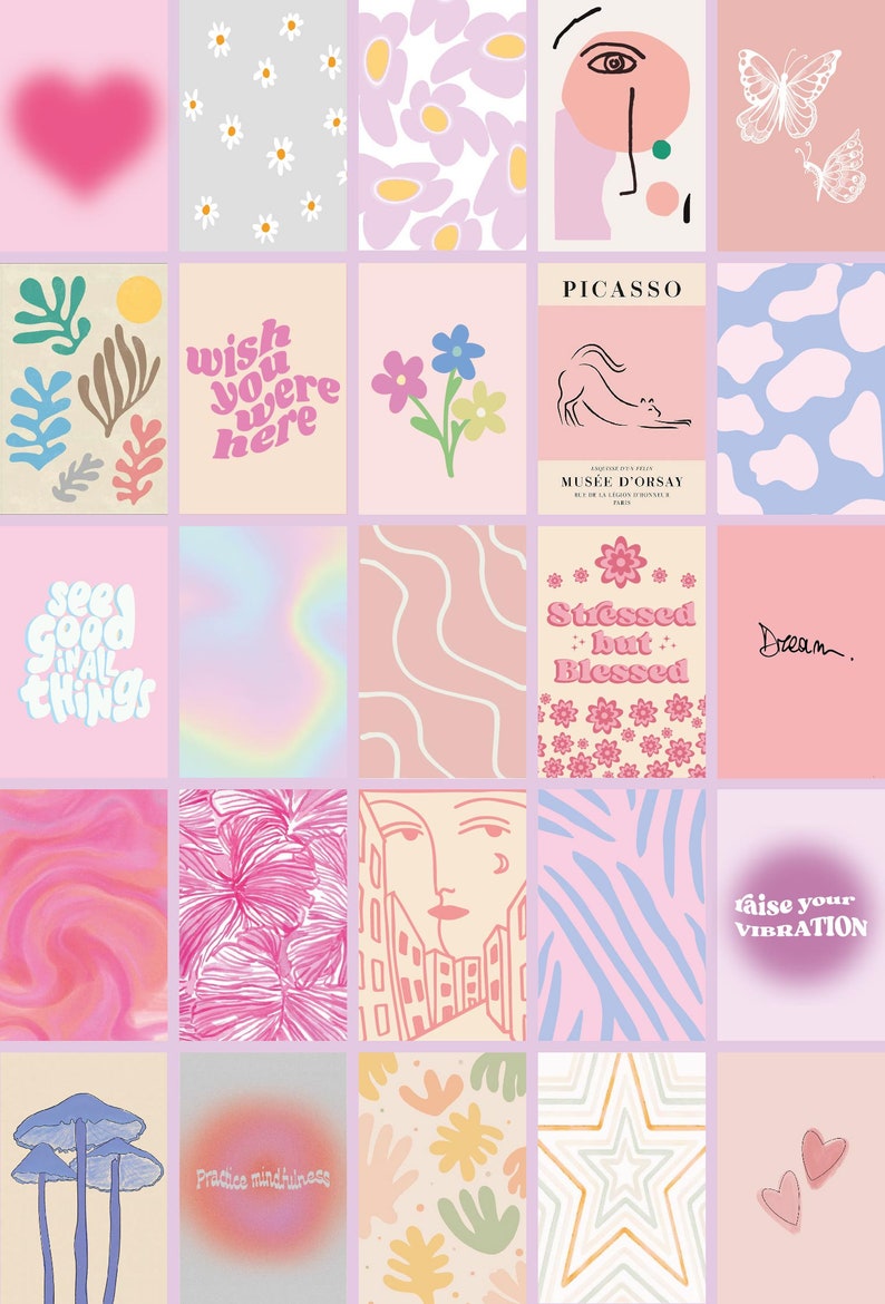 100 Pcs Danish Pastel Aesthetic Wall Collage Kit Trendy - Etsy