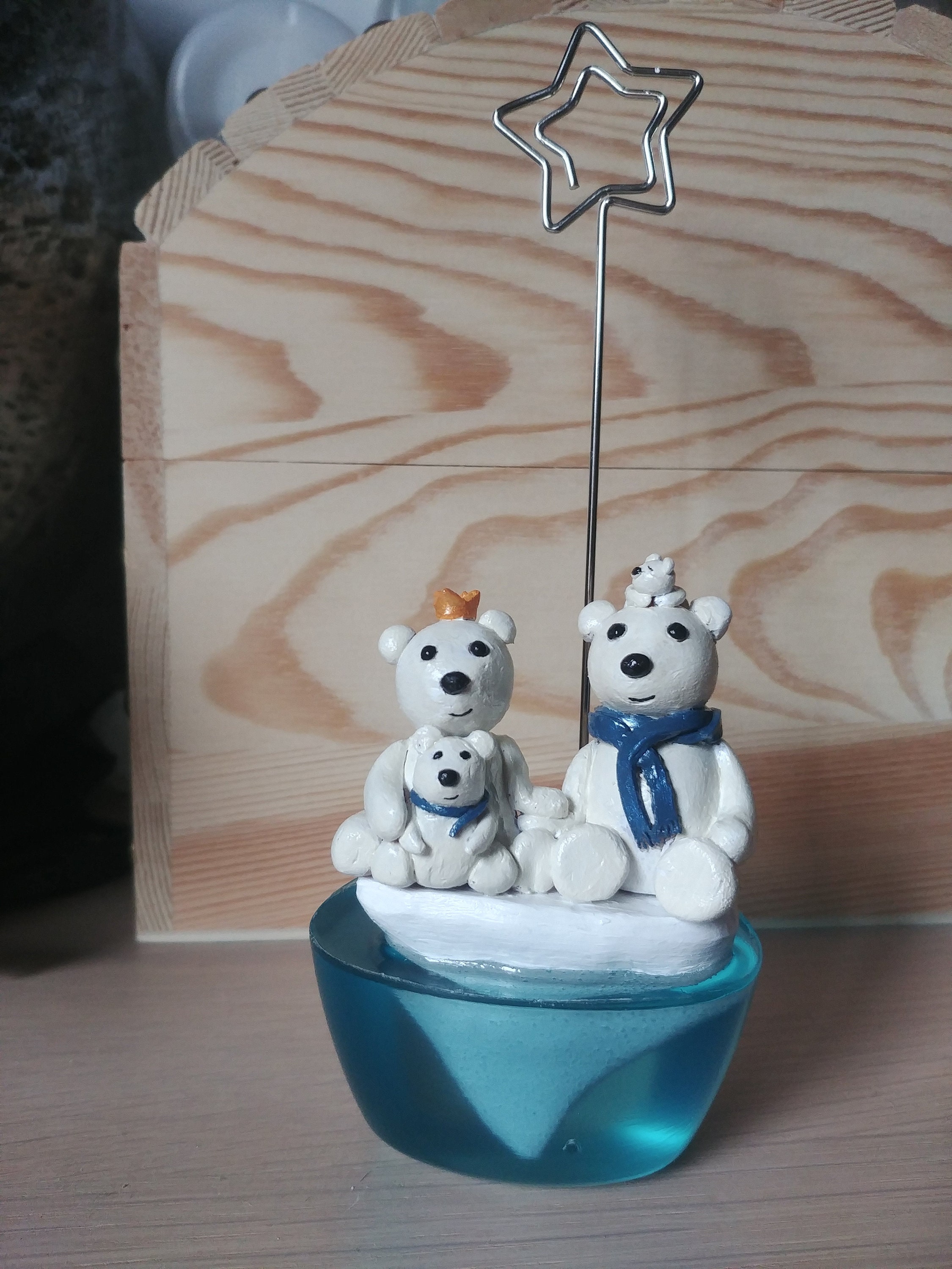 Figurine Porte Photo Personnalisée, Famille Ours