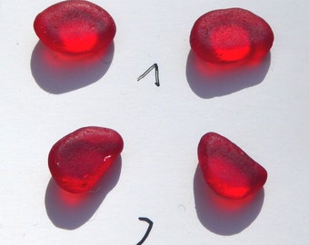 Boucles d’oreilles avec verre de mer en rouge, argent 925