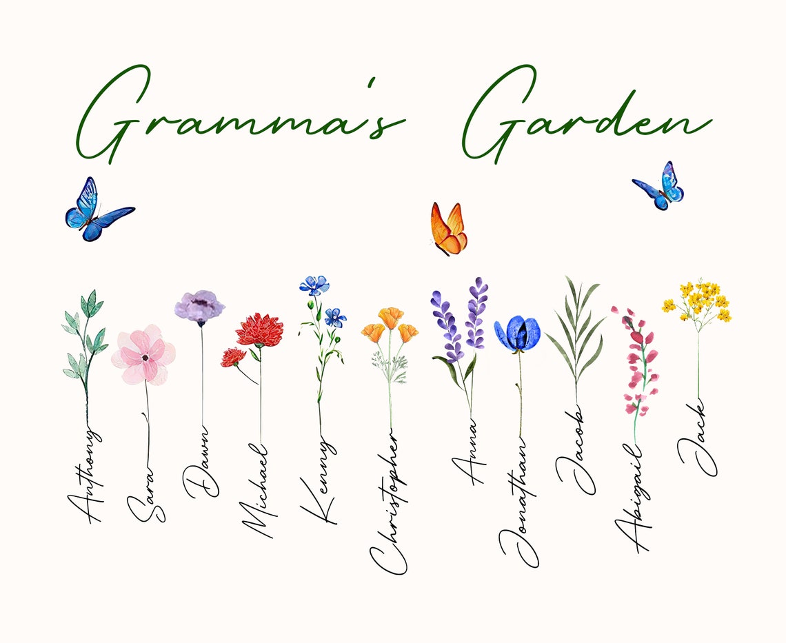 Personalized Grandma's Garden Poster Print Flowers Etsy