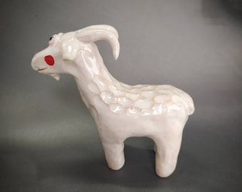 Ceramic goat sculpture / Animal figurine / Handmade goat / Ready to ship