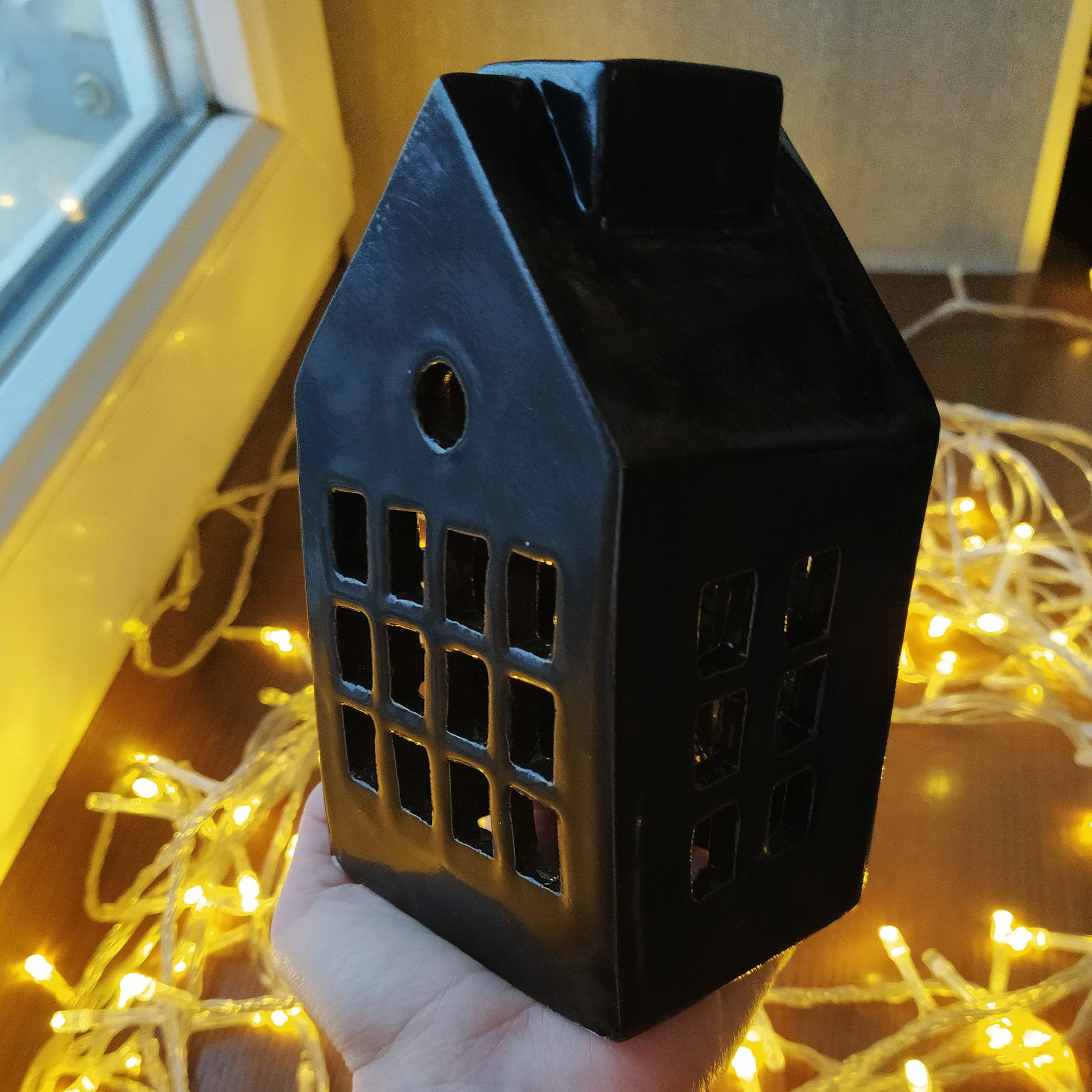 Black house Candle Holder / Handmade Black Ceramic Candle / Etsy