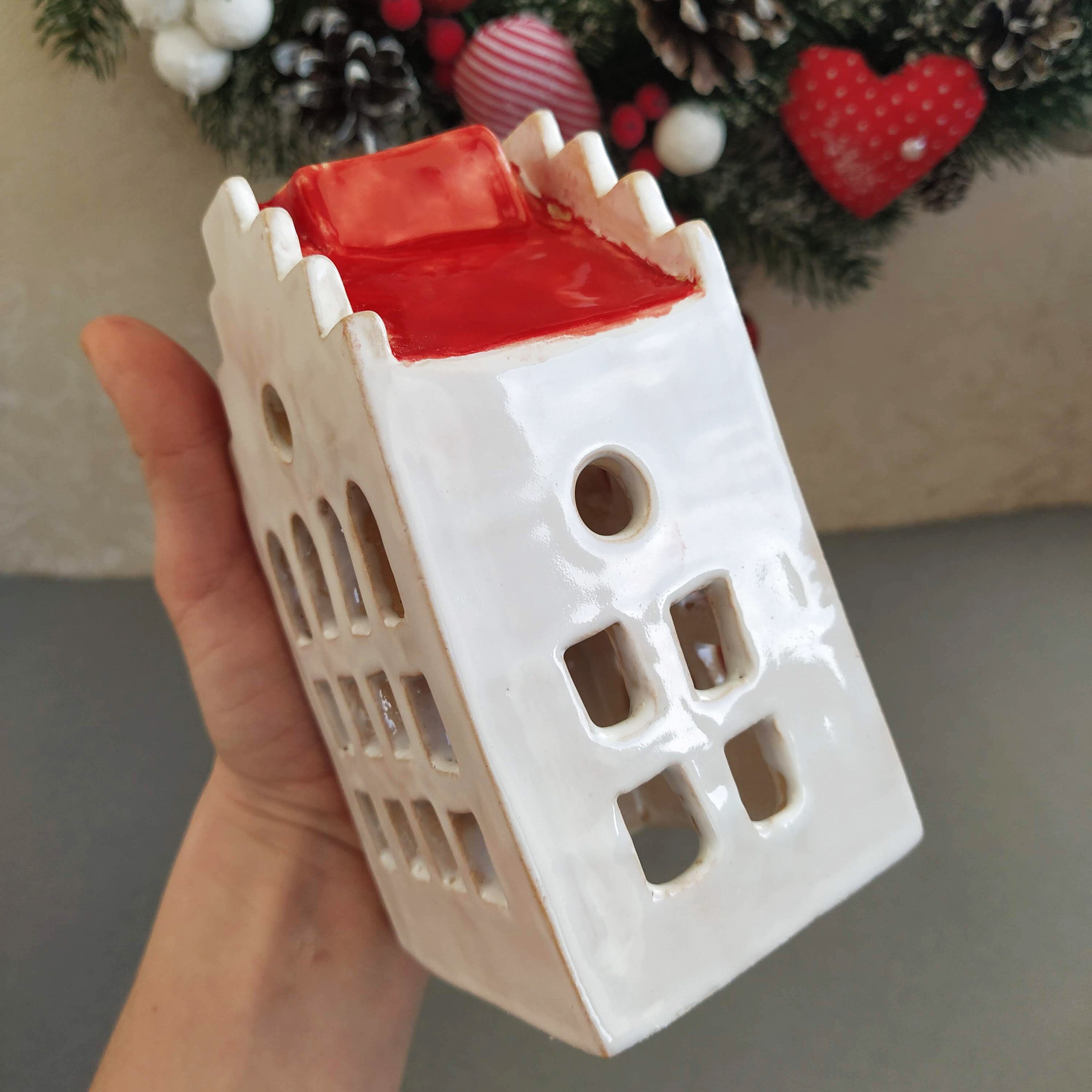 White House Candle Holder / Modern Home Gifts / Ceramic Luminary / Ceramics and Pottery