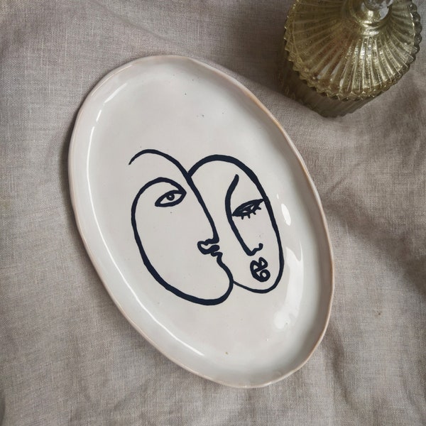 Black and White Hand Painted Plate Etsy