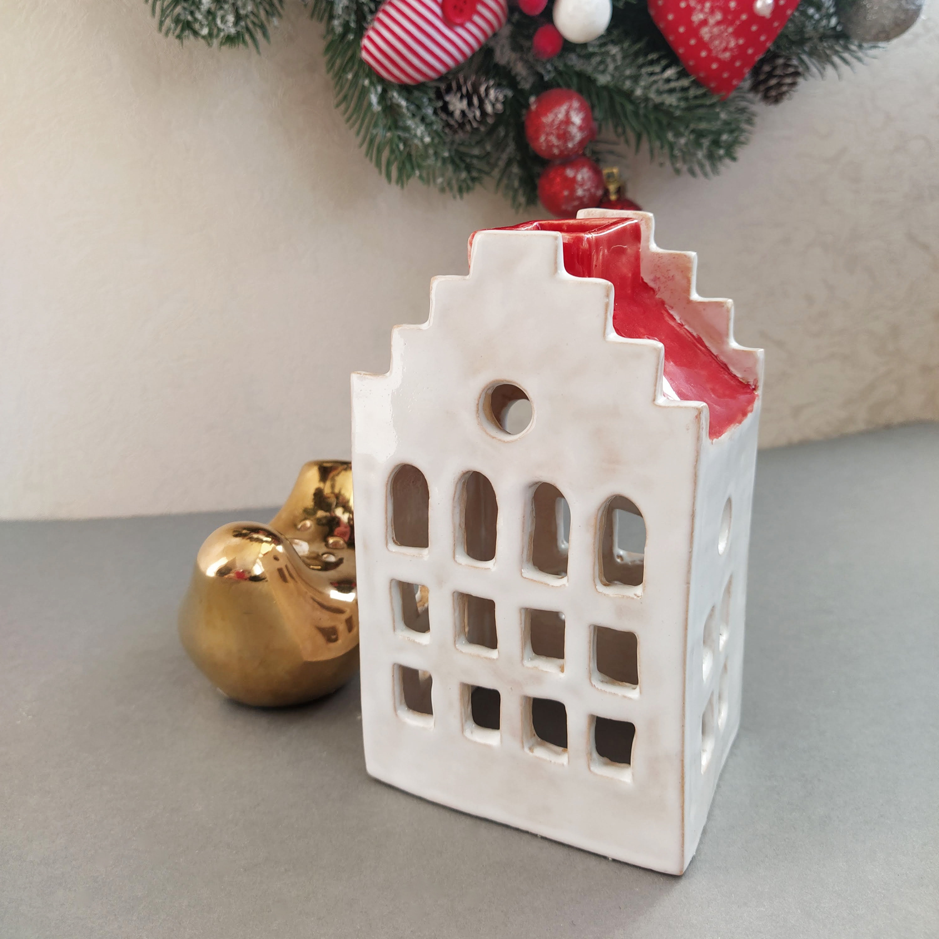 White House Candle Holder / Modern Home Gifts / Ceramic Luminary