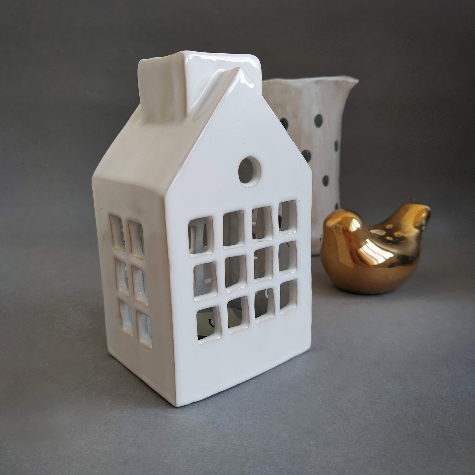 White Ceramic House Candle Holder / Handmade Minimalist Candle Etsy