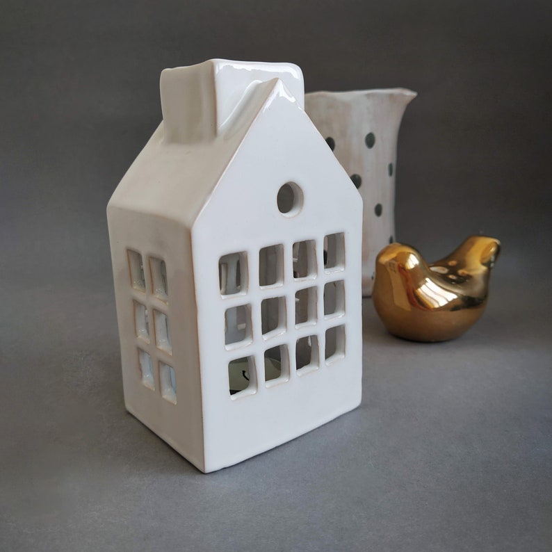 White Ceramic House Candle Holder / Handmade Minimalist Candle Etsy