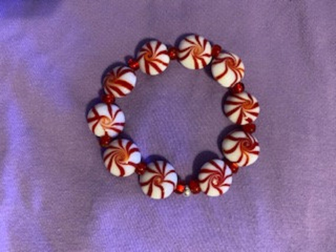 Buy Candy Cane Glass Stretch Bracelet Online in India Etsy