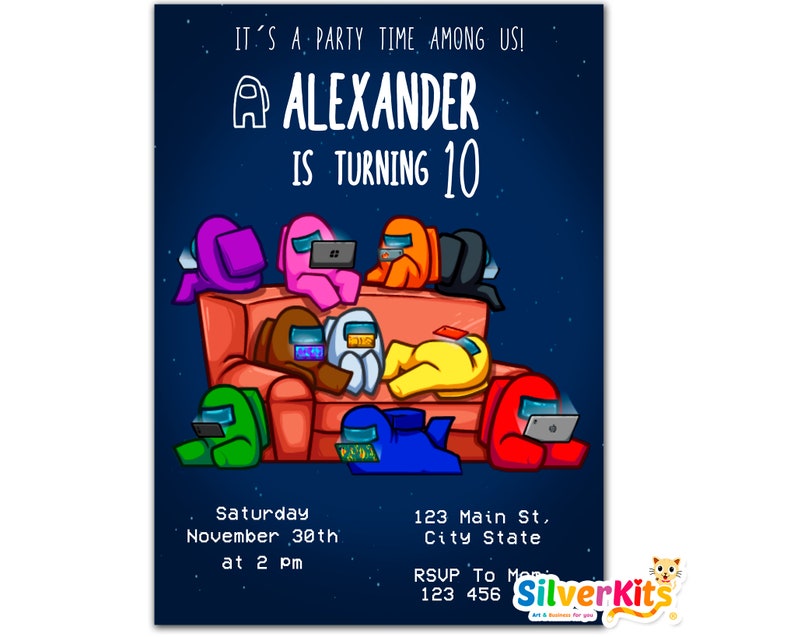 among us party invitation with photo personalized and etsy