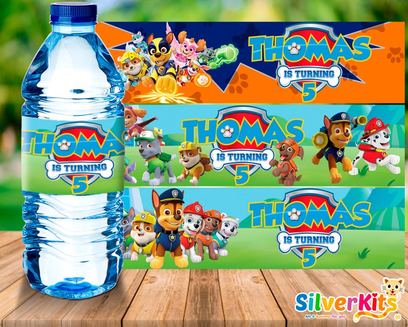 Paw patrol Water Bottle Labels 6 designs Printable & | Etsy