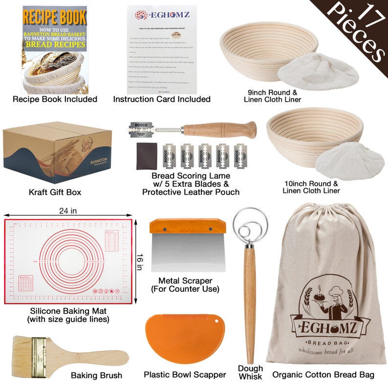 MOST COMPLETE Bread Proofing Baskets Set of 2 Etsy