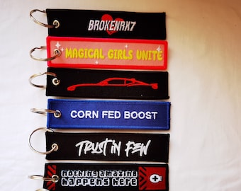 Custom Embroidered Keychain: Personalized Fabric Key Tag - Etsy