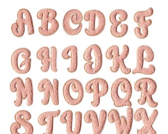 Quality Pink Chenille Letter Patch Large Size Iron On Towel Patches Sew on Alphabet Embroidery Clothes,Six Colors
