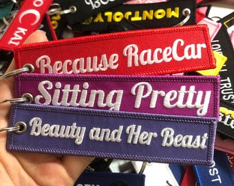 50 Custom embroidered keychain, custom keychains, personalized key rings