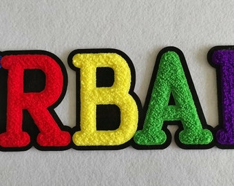 Chenille patches, custom chenille patches, custom iron on towel embroidery patch, chenille logo patch