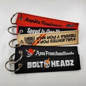 personalized Gift for Him or Her,Custom Embroidered Keychain Car Biker Luggage ,Remove Before Flight Key Chain Luggage Baggage Tag