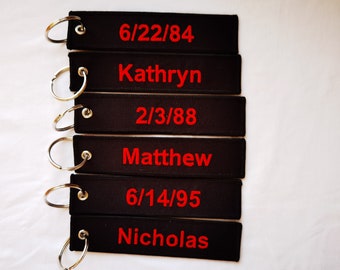 name tag keychain, Embroidered Name Keychain, Backpack Tag, Personalized Keychain, Backpack Keychain, Custom Name Tag, Diaper Bag Tag