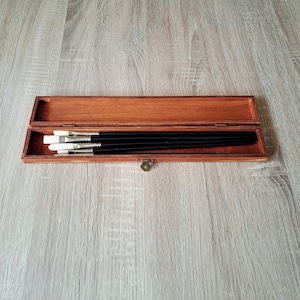 Brush Storage case, Handmade wooden box for transporting brushes, Brush case with transparent lid, gift for plain air artists, brush holder