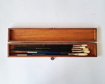 Estuche para guardar pinceles, caja de madera hecha a mano para